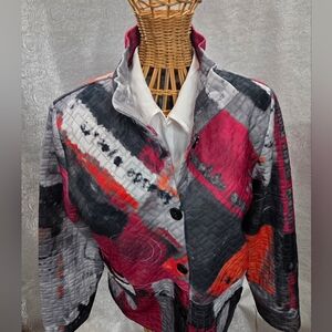 Trisha Tyler Wire Collar Button Front Short Jacket